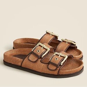 J. Crew New Colbie wide-strap buckle sandals in faux raffia